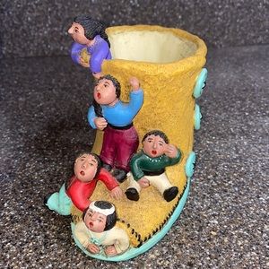 Judy Peele Tribal People Pottery Sculpture Shoe‎ Signed